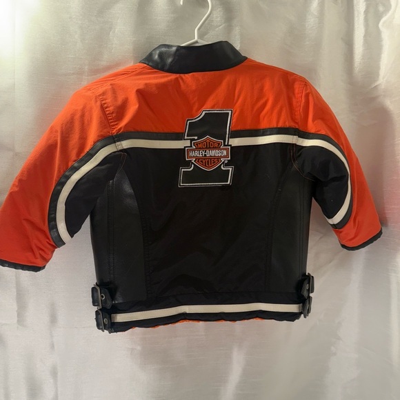 Harley Davidson Motorcycles Kids / Toddler Faux Black Leather Jacket - Sz 4 - Picture 7 of 11